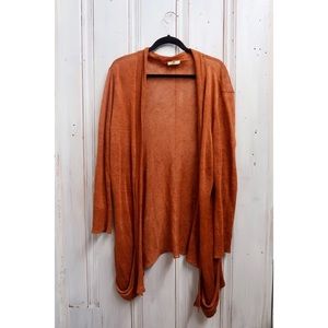 EILEEN FISHER orange cardigan, size XL